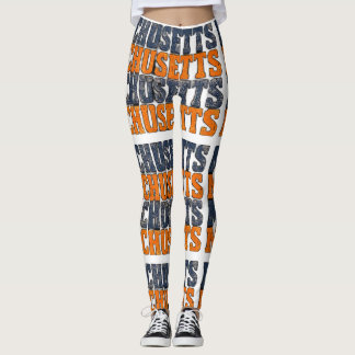 Leggings Tipografía apilada de Massachusetts vintage deteri