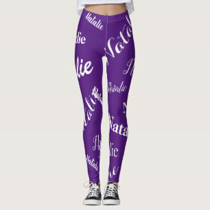 Leggings Tipografía de nombre personalizado Fuente Morado R