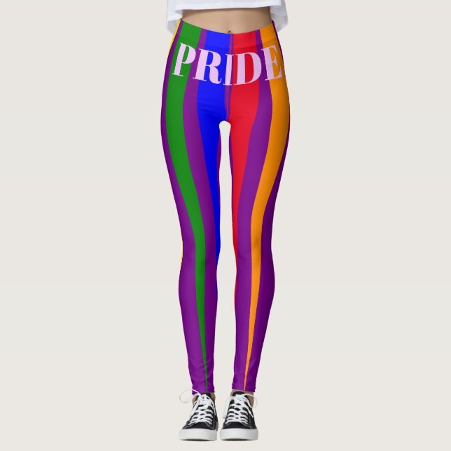 Leggings Tipografía del Orgullo Gay Rayos del Arcoiris Púrp (Anverso)