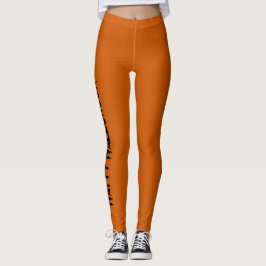 Leggings Tipografía naranja y negra: Halloween feliz modern