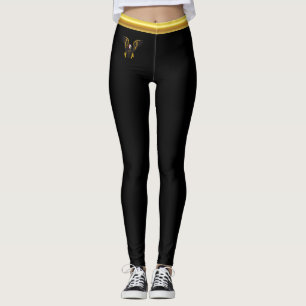 Leggings Tira cómica Águila negra y dorada con papel de oro