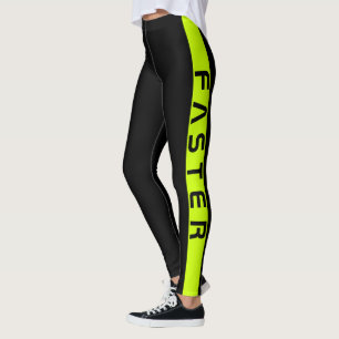 Leggings Tira lateral de texto personalizado sobre negro