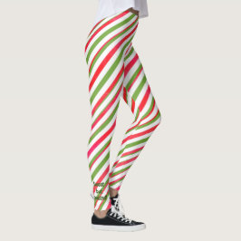 Leggings Tirada de caña de caña verde y roja dulce pero con