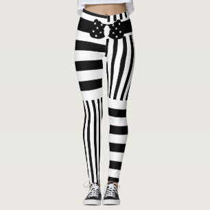 Leggings Tiras blancas blancas y polkadot de estilo persona