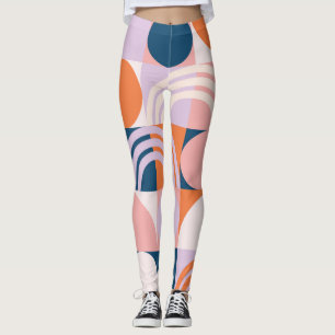 Leggings Tiras de Círculos de Mediano Siglo: Patrón Geométr