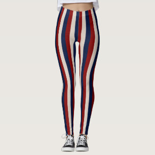 Leggings Tiras de cuero azul rojo y blanco