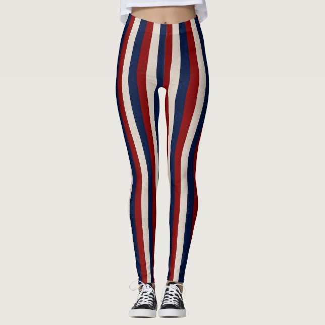 Leggings Tiras de cuero azul rojo y blanco (Anverso)