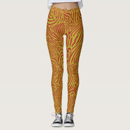 Leggings Tiras de oro y diseño de cebra Naranja