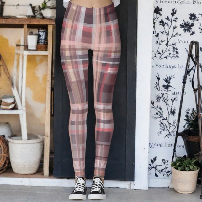 Leggings Tiras de rayas rosadas de melocotón rojo burgundo  (Subido por el creador)