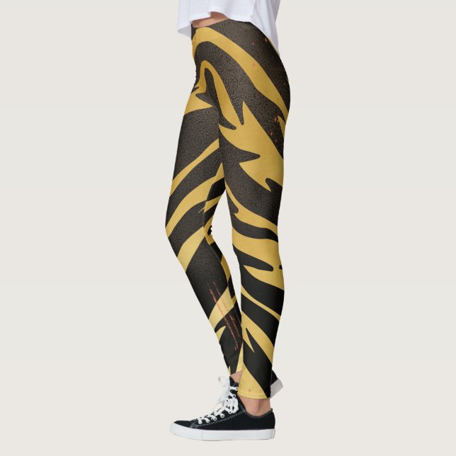 Leggings Tiras de tigre de impresión de animales con molest (Izquierda)