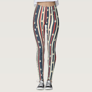 Leggings Tiras rojas, blancas y azules con estrellas (2)