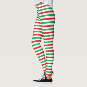 Leggings Tiras rojas, del blanco y del verde