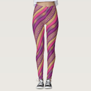 Leggings Tiras tribales rosas patrón geométrico negrita etn