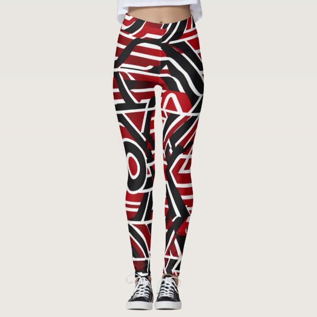 Leggings Título: Confianza y bienvenida: Rojo moderno, negr (Anverso)