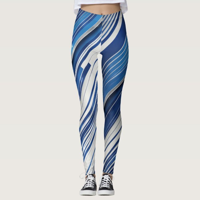Leggings Título: Leyendas deportivas dinámicas en azul y bl (Anverso)
