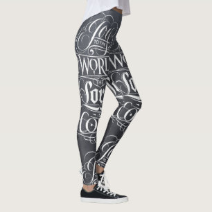 Leggings Tiza religiosa del navidad de la caligrafía de la