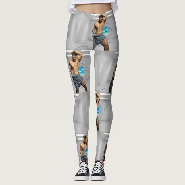 Leggings Toalla de hombre de SlipperyJoe rota pared de ladr (Anverso)