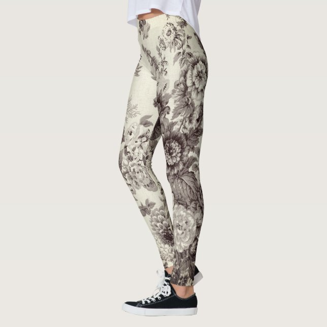 Leggings Toalla floral botánica Sepia Brown Cream No. 2 (Izquierda)
