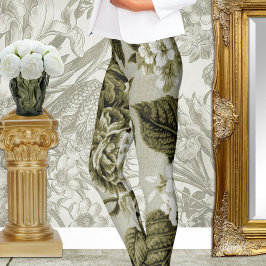 Leggings Toalla floral de color verde oliva n.º 1