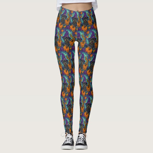 Leggings Tocante calabaza de bruja de perro terrible tibeta (Anverso)