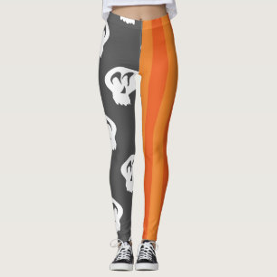 Leggings Tocante Moda Halloween Skulls & Stripes