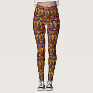 Leggings Tocante Perro Greyhound Halloween Bruja Y Calabaza
