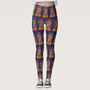Leggings Tocante Vizsla Perro Halloween Bruja Y Calabaza
