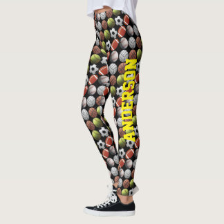 Leggings Todas las bolas de los deportes en negro con