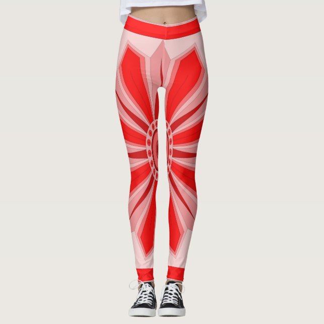 Leggings todo-sobre-impresión con arte rojo (Anverso)