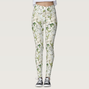 Leggings todo-sobre-impresión con flores de Apple 