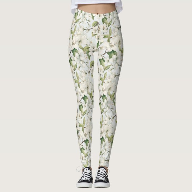 Leggings todo-sobre-impresión con flores de Apple  (Anverso)