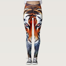 Leggings todo-sobre-impresión de anzuelo de tigre