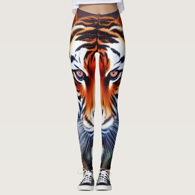 Leggings todo-sobre-impresión de anzuelo de tigre (Anverso)