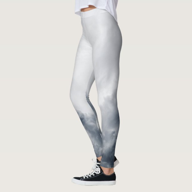 Leggings todo-sobre-impresión de nubes negras y gr (Izquierda)