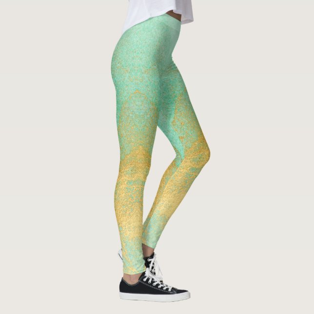 Leggings todo-sobre-Print purpurina de oro pastel  (Derecha)