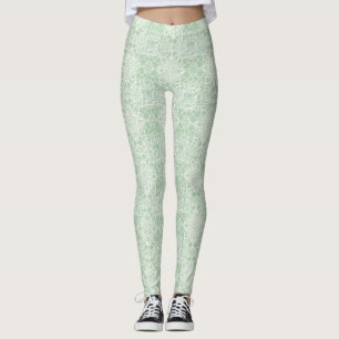 Leggings Toile de Jouy Vintage Sage con Figuras Clásicas