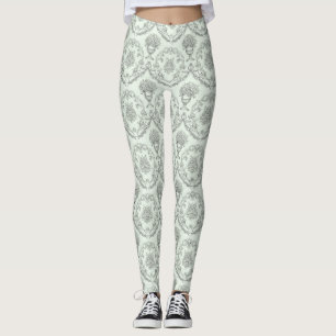 Leggings Toile de Verde Menta con Querubín Barroco y Urna F
