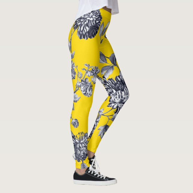 Leggings Toile floral botánico amarillo negro y blanco (Derecha)
