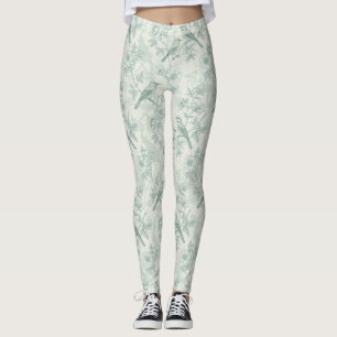Leggings Toile francés verde menta Pájaros y Floral 2