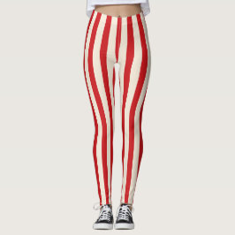 Leggings Toldo de Circo Clásico Vintage Rojo y Rayas de Cre