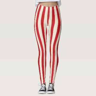 Leggings Toldo de Circo Clásico Vintage Rojo y Rayas de Cre