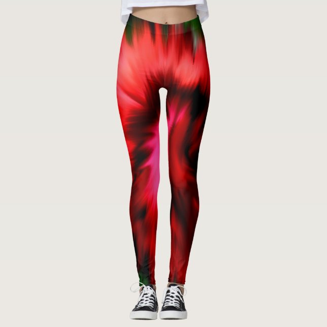 Leggings Tonos Abstratos De Rojo Y Rosa (Anverso)