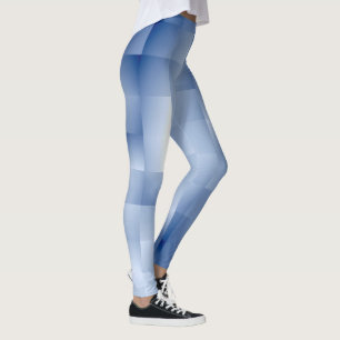 Leggings Tonos Azules Soñadores en un Patrón Cuadrado