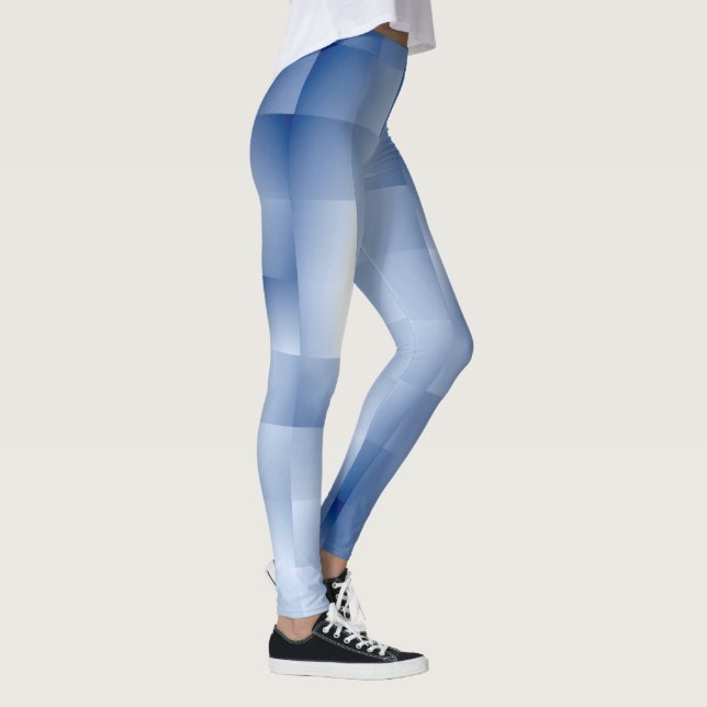 Leggings Tonos Azules Soñadores en un Patrón Cuadrado (Derecha)