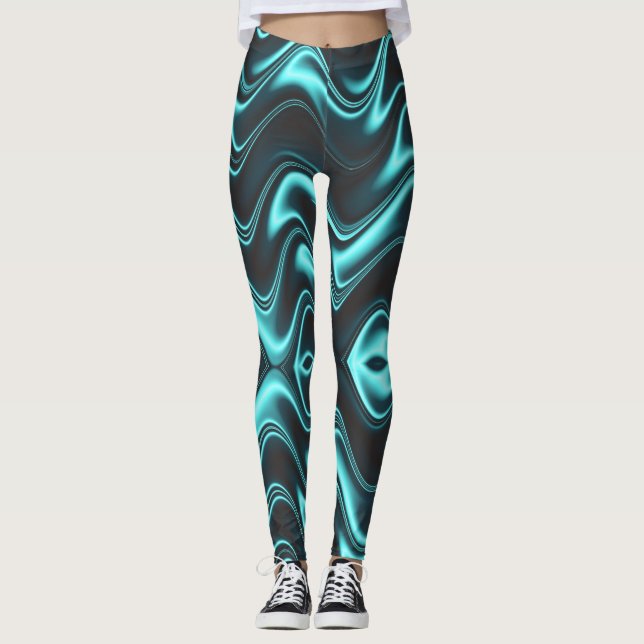 Leggings tonos azules y negros místicos de la ola (Anverso)