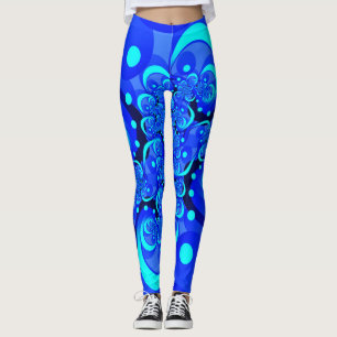 Leggings Tonos de arte fractal azul moderno abstracto