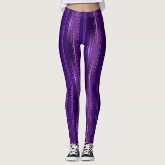 Leggings Tonos de rayas moradas con oro