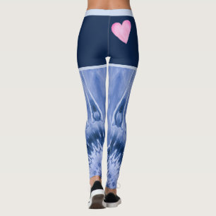 Leggings Tonos de tinte azul con corazón rosado