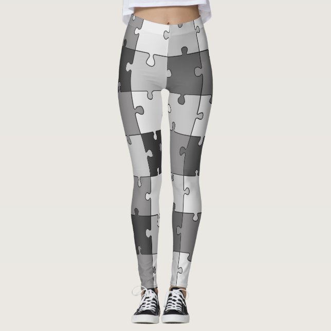 Leggings Tonos juguetones del gris del rompecabezas (Anverso)