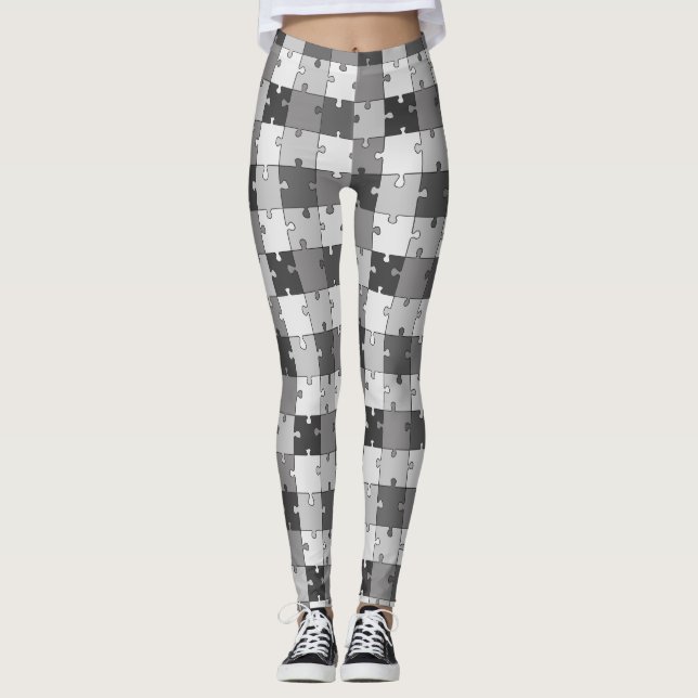 Leggings Tonos juguetones del gris del rompecabezas (Anverso)